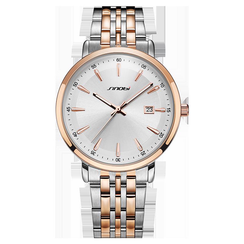 Sinobi Men s Waterproof Steel Band Business Calendar Quartz Wristwatch