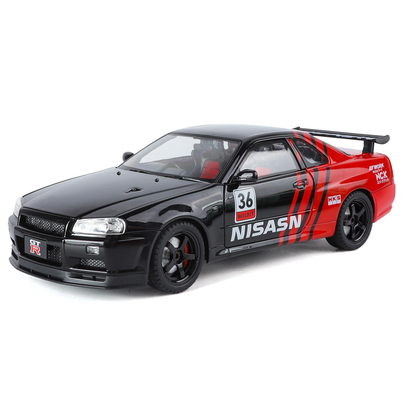 

1/18 Nissan Skyline Ares GTR GT-R R34 Сплав Трассовый Спортивный Автомобиль Модель Литьевой Металл Гоночный Автомобиль Модель Транспортного Средства Звук и Свет Детская Игрушка Подарок чёрный
