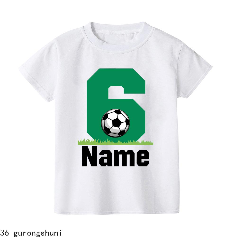 Personalize Name Free  Football Birthday Number 1-9 Print Kid T-shirt Child Tshirt Short Sleeve Fashion Tee Top Summer Clothes