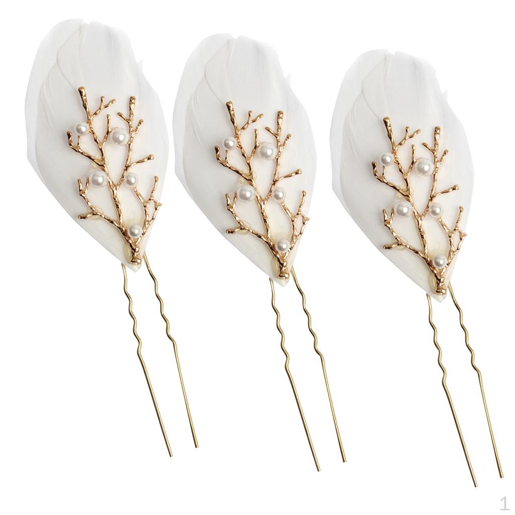 

3шт нежные хрустальные перья жемчужные заколки для волос женские аксессуары для волос