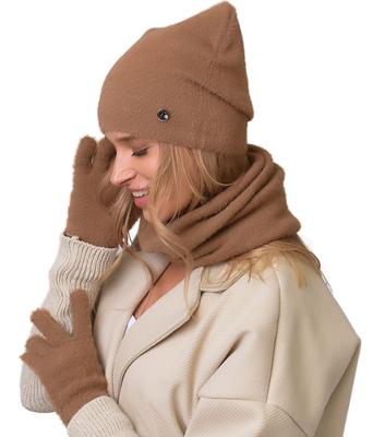 Caramel Women's Set Hat + Scarf + Neck Gaiter Gloves Winter Warm Set