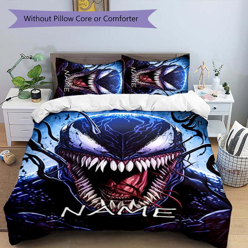 3pcs Venom3 Cover Set - Personalized Name, HD Printed Bedding with 1 Cover and 2 Pillowcases - Perfect for Home Decor, Easy Care