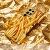 Gold French fries Atmosphere High-end Electroplating Glass PhoneCase for Samsung Galaxy S26 S25 S24 S23 S22 S21 FE,Ultra,Plus