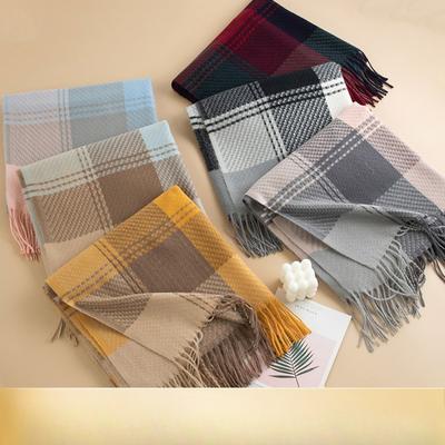 Neuer modischer karierter Schal im koreanischen Stil aus Imitat-Kaschmir für Mädchen, hochwertig und vielseitig, verdickt und warm