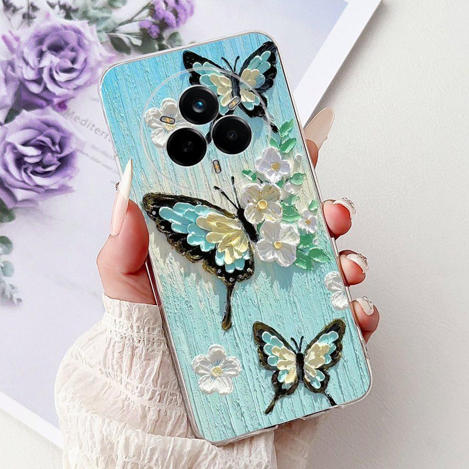 For Realme 14 Pro 14Pro+ Elegant Floral Cat Printed Phone Case For Realme 14 Pro Plus 14Pro 5G Soft Silicone TPU Cases