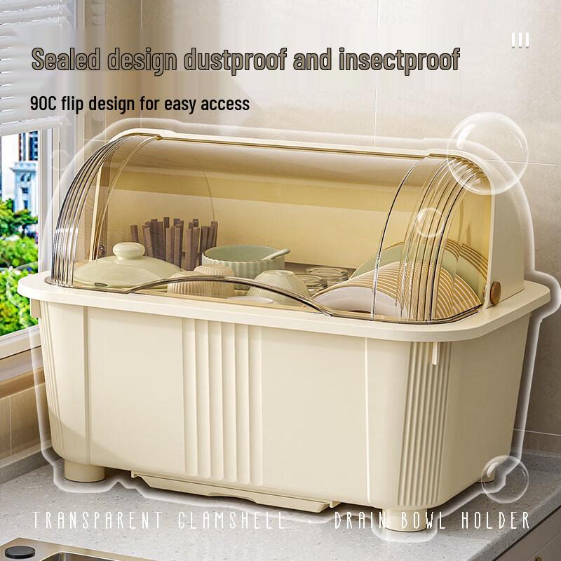 Kitchen Dish and Utensil Storage Box with Lid