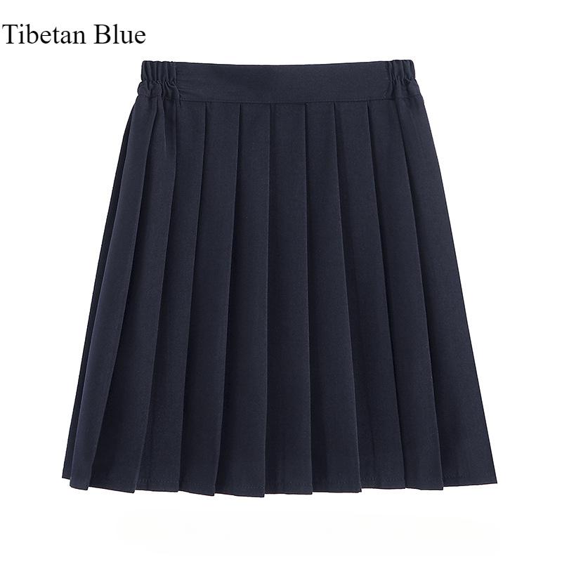 

Летняя женская плиссированная юбка в стиле колледжа, однотонная юбка больших размеров L