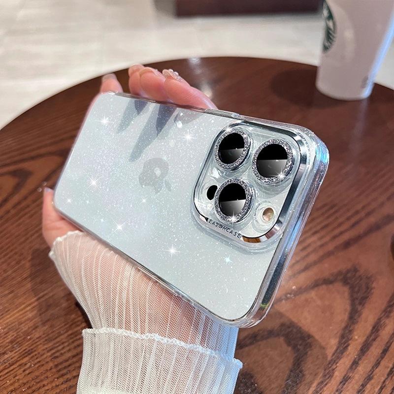 

Подходит для чехла для телефона iPhone16, Звездное небо Глиттер Розовый, Apple 15proMax с Встроенной Пленкой для Объектива Полное Покрытие 14 Защитных Чехлов iPhone16 белый