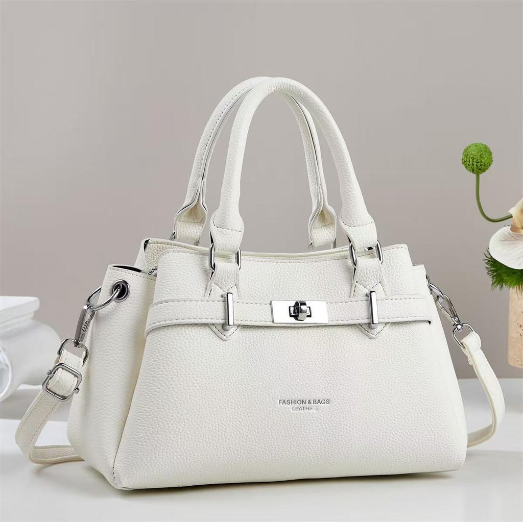 2026 New Simple and Fashionable Niche Retro Shoulder Bag Lychee Pattern Commuter Bag