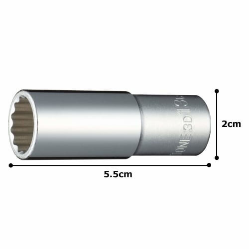 Tone HP3D-13L Deep Socket (12-Point), 9.5mm (3/8") Drive, 13mm Width