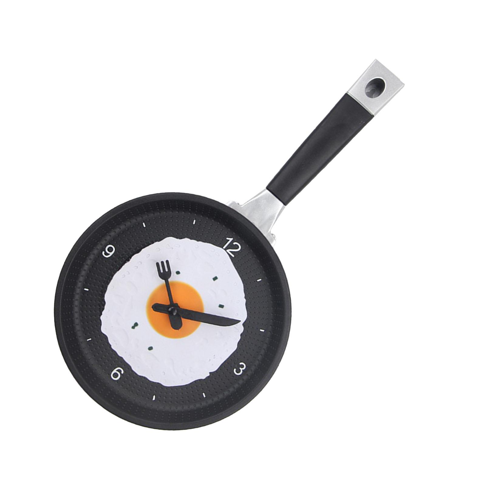 

Wall Clock ABS Fried Egg Frying Pan Shape Silent Battery Operated Wall Clock for Bedroom Living Room Kitchen Black чорний