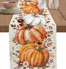 Autumn Thanksgiving Pumpkin Maple Leaf Linen Table Runner Home Decorations Fall Floral Print Table Runners Holiday Party Decor