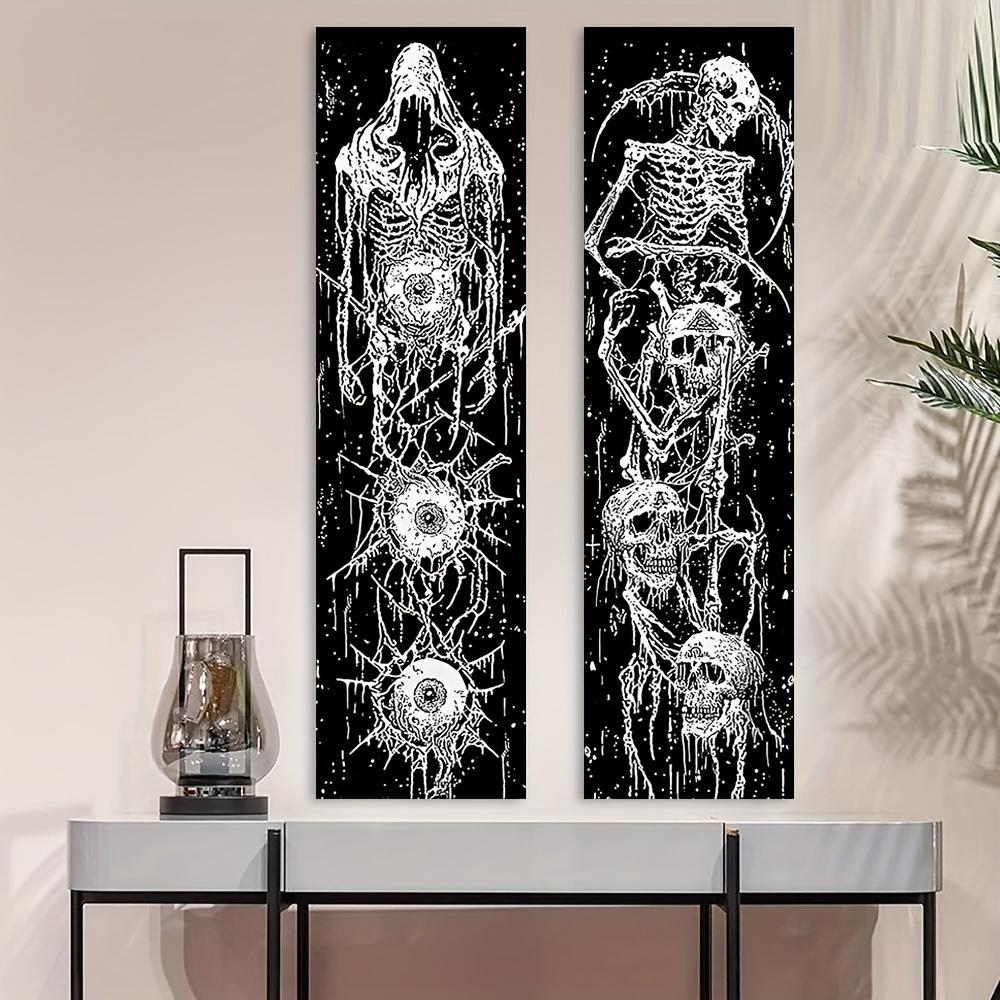 2 Stück/Set Skelett Wandteppich, Polyester Wandteppich, Wandbehang für Wohnzimmer Schlafzimmer Büro, Heimdekoration Raumdekoration Partydekoration,