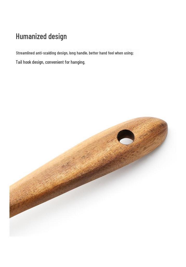 Teak Non-Stick Long-Handle Solid Wood Pan and Acacia Wood Kitchenware Set