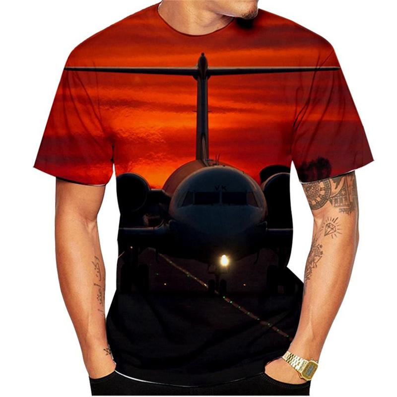 Large Passenger Plane 3d Printed T-Shirts Funny Cool Casual Harajuku Street Outdoor Scene Short Sleeves O-neck Men's T-shirts