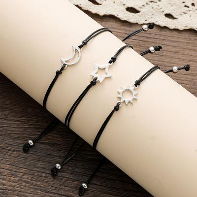 Simple Star Moon Sun Shape Good Friend Bracelets Handmade Rope Chain Friendship Bracelets for Girls Sister Jewelry Gift