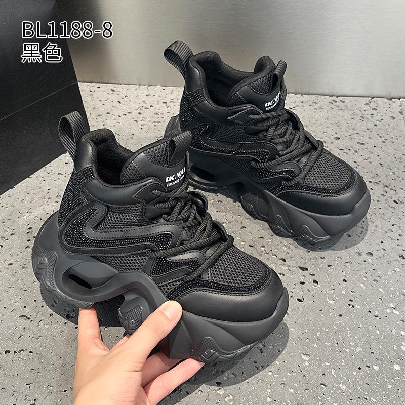 High-top dad shoes autumn and winter new thick-soled small sports and leisure shoes 36 чёрный