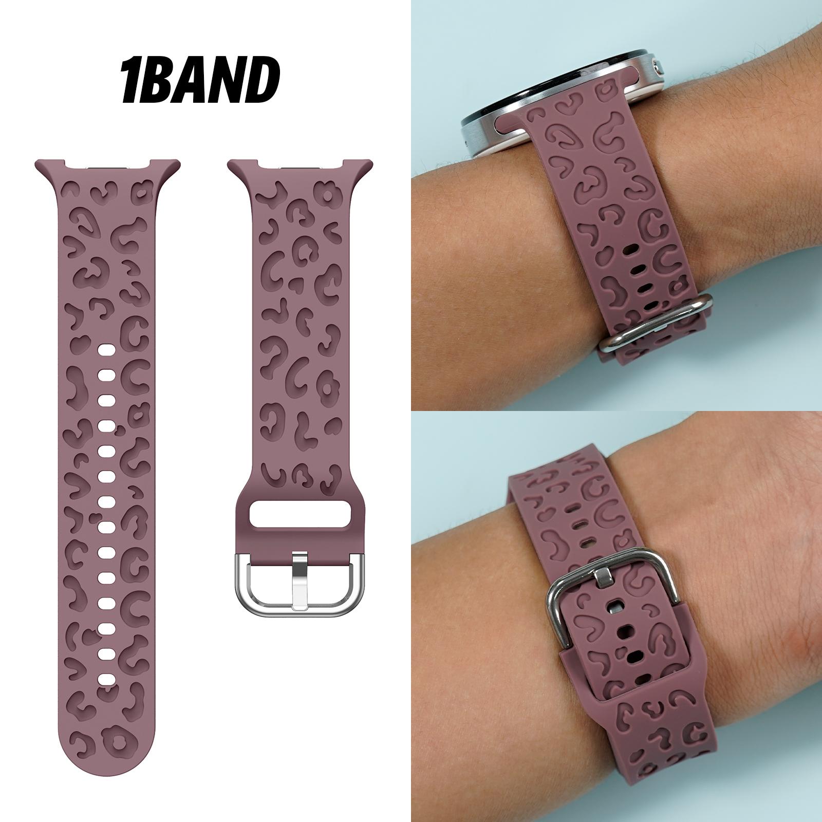 

Leopard Print Silicone Sports Band for Samsung Watch8 Classic (40/44/46mm) Breathable Sweat-Resistant Deployant Clasp Galaxy Watch 8 44mm