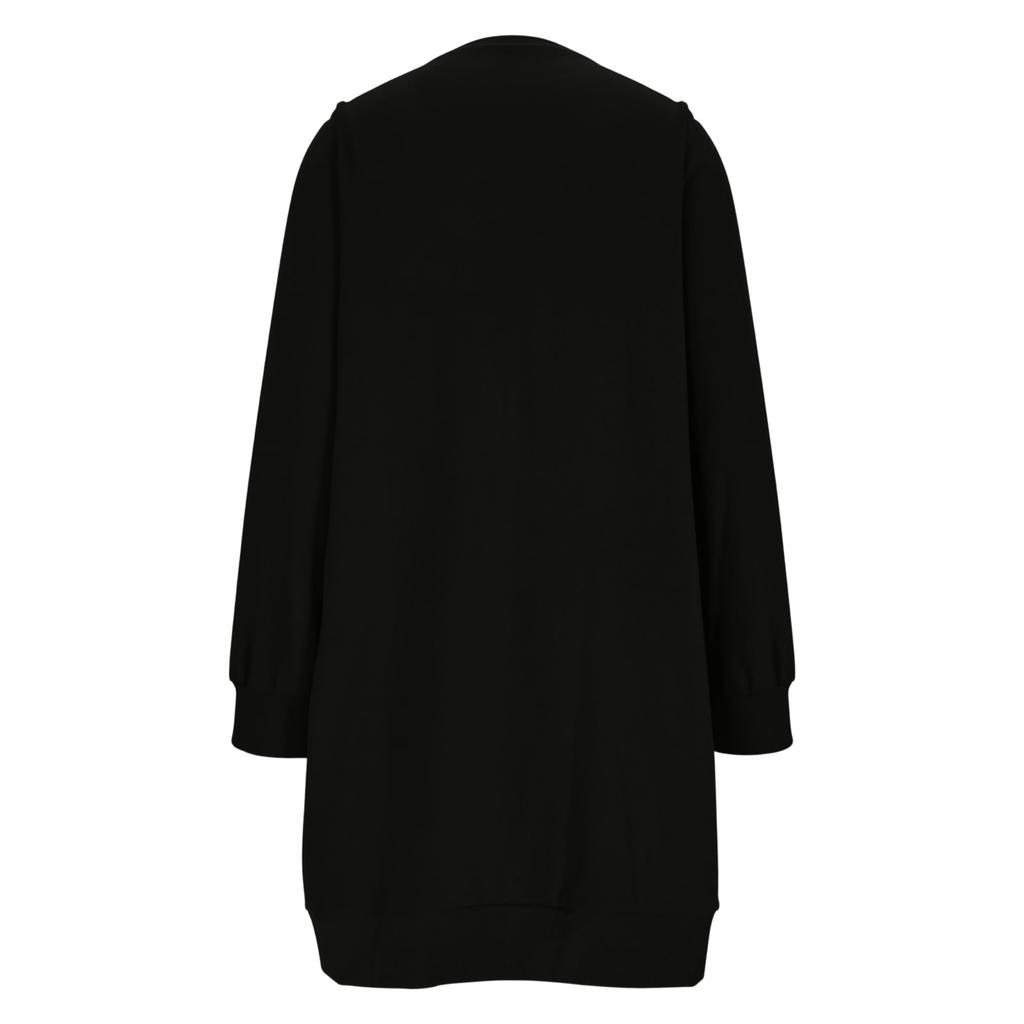 Damen Lässig Fleecegefüttert Rundhals Langarm Einfarbiges Kleid