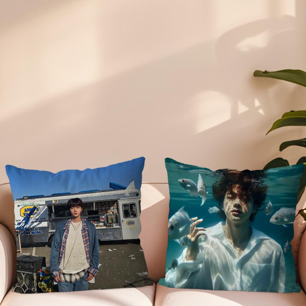 Hot Kpop Boy Pillow Case Sofa Living Room Headboard Bedroom Backrest Cushion Square Cushion  J-jin-Music Cool Nap Time