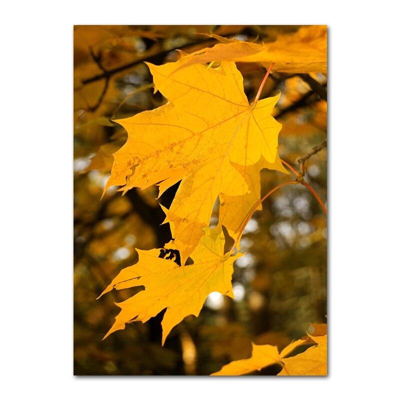 Autumn Scenery Canvas Poster Yellow Leaves Fall View Wall Art Print Pumpkin Painting Halloween Picture Living Room Home Decor