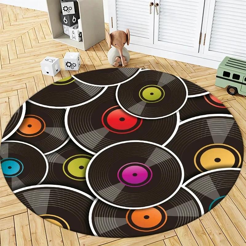 Music Studio Round Carpet Drum Set Bedroom Door Mats Rock Hip Hop Musical Living Room Decoration Gift Area Rug Home Floor Mat
