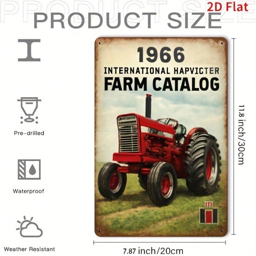 Antique Farm Tractor Metal Tin Sign 1966 Rustic Wall Art Man Cave Garage Bar Decor