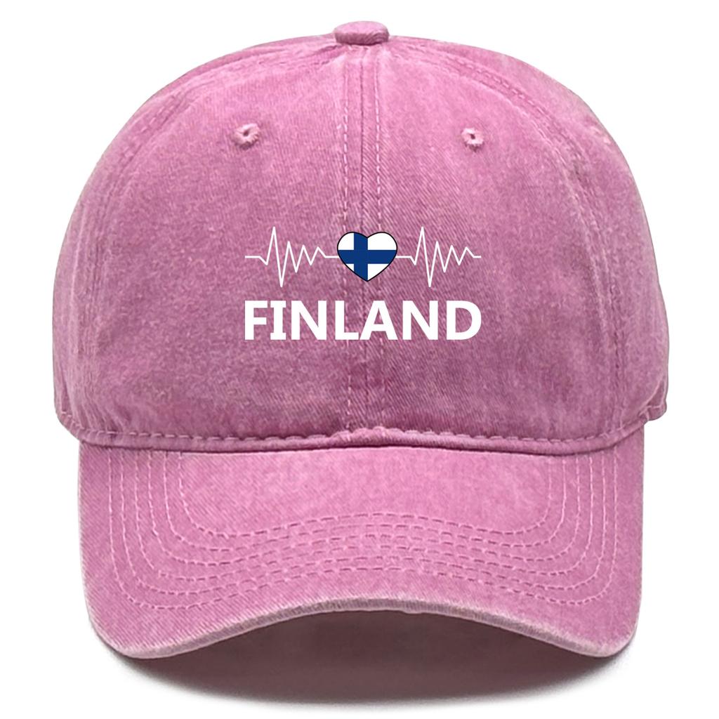 Heart-shaped Finland Flag Snapback Baseball Cap Distressed Strap Adjustable Baseball Caps Perfect For Men And Women