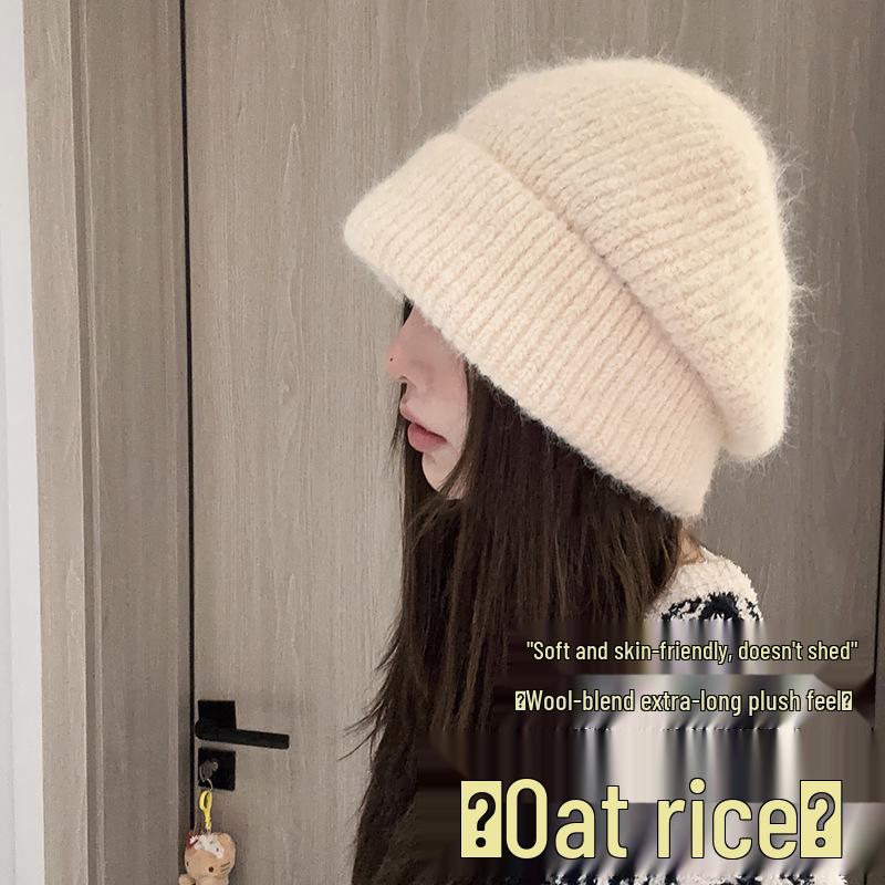 Übergroße Strickmütze im japanischen Stil für Damen - Kuschelig, dick und ohrenwärmend für Herbst und Winter