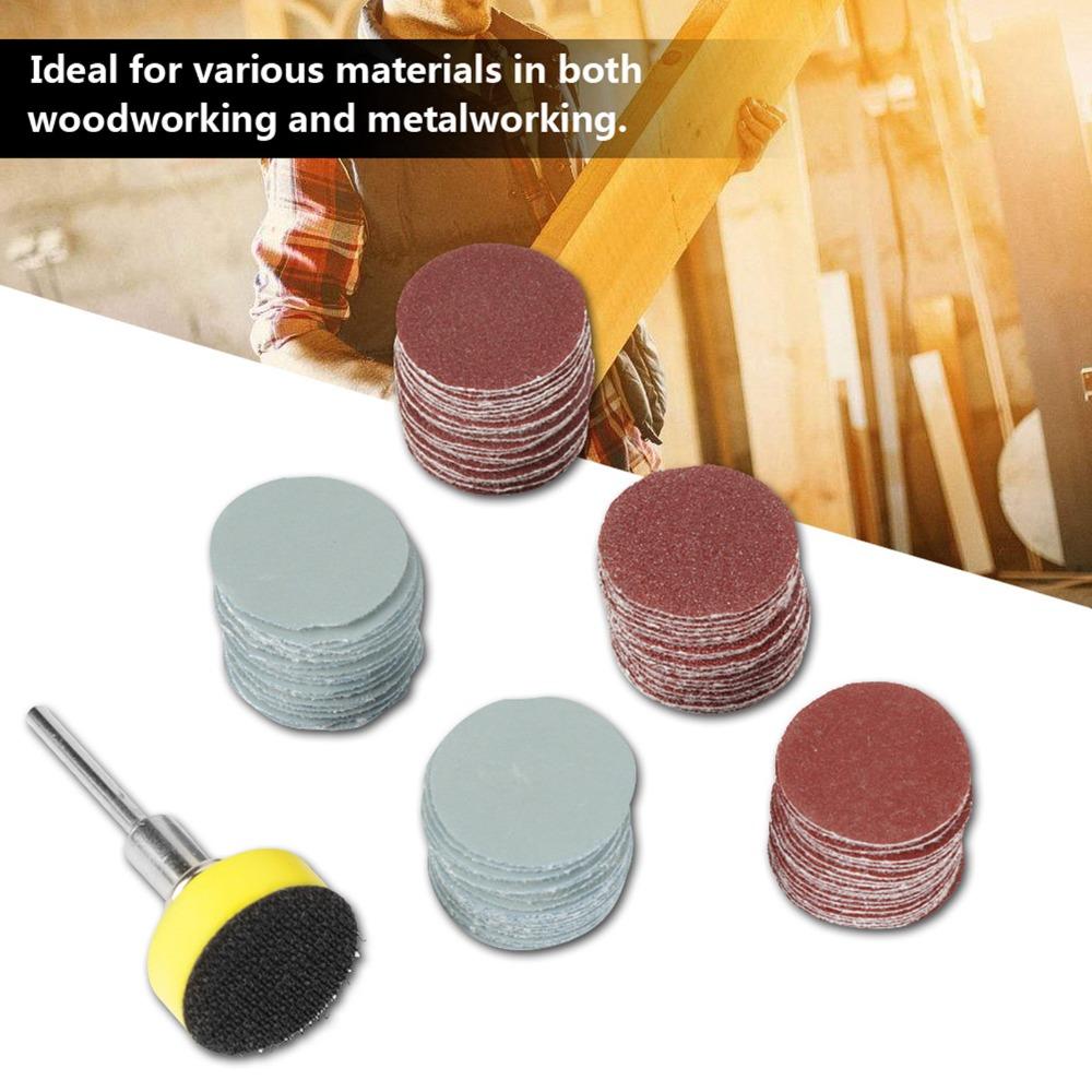 100 pcs 1 Inch / 25mm Diameter Sanding Discs Kit 100-3000 Grit Range 1/8 inch Shank Hook and Loop Sandpaper Aluminum Oxide