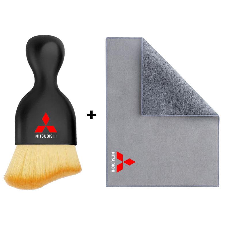 Car Interior Cleaning Soft Brush With Car Wash Towel Microfiber Cleaning Rag Cloth For Mitsubishi Pajero Outlander XL Montero