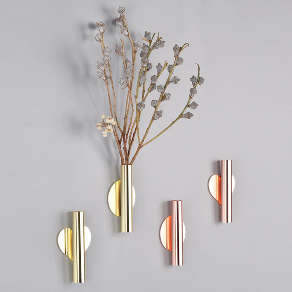 1Pcs Stainless Steel Vase Wall Holder Flowerpot for Home Wedding Decoration Livingroom Wall Mirror Vase Room Decor Accessories