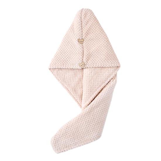 Hair Drying Towel with Button, Super Absorbent Coral Fleece Hair Towel, Skin-friendly Bath Turban for Women, Comfortable Hair Wrap for Long Hair