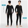Nesseo Warm Underwear Brushed Long Sleeve Winter Size Men's Set, Double-Sided Fleece, Shirt, Underpants, Lightweight, Wear, 9909M-blk-XL