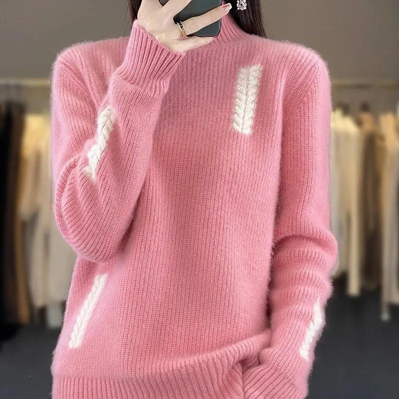 Sweater for Women Autumn Winter Thickened Warm Knitted Stretchy Long Sleeve Tops