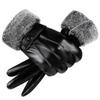 Thick Velvet Men's PU Leather Gloves  Motorcycle Full Finger Mittens  Ski