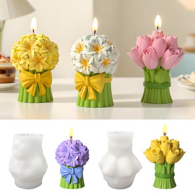 Valentinstag Geschenk Tulpenstrauß Silikonform DIY Blumen Aroma Kerzenformen Handgemachte Seifenherstellungszubehör