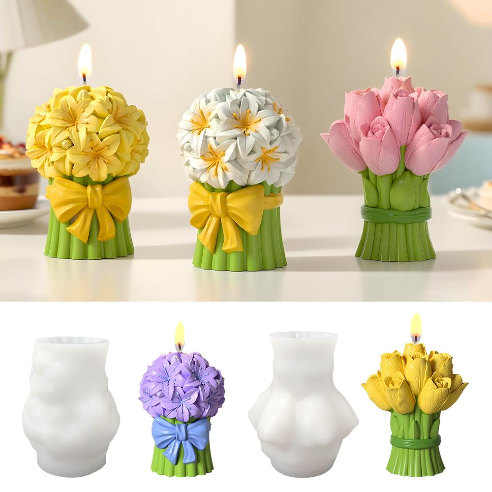 Valentine's Day Gift Tulip Bouquet Silicone Mold DIY Flowers Aroma Candle Molds Handmade Soap Making Supplies