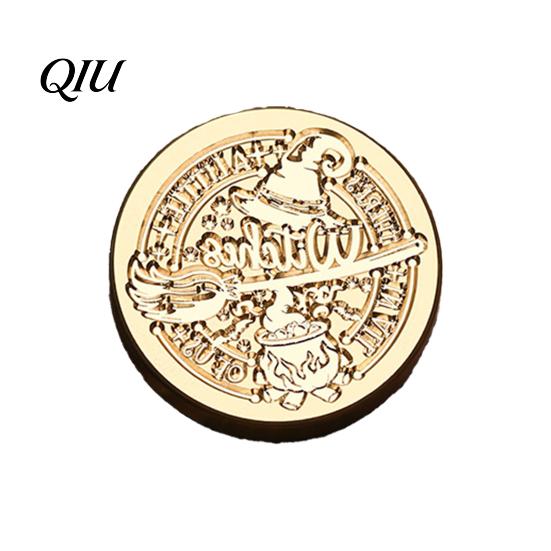 Wax Seal Head Replacement Halloween Themed Brass Stamp Head, Pumpkin Ghost Witch Bat Engraved Hand Account Decoration Sealing for Envelope Journal
