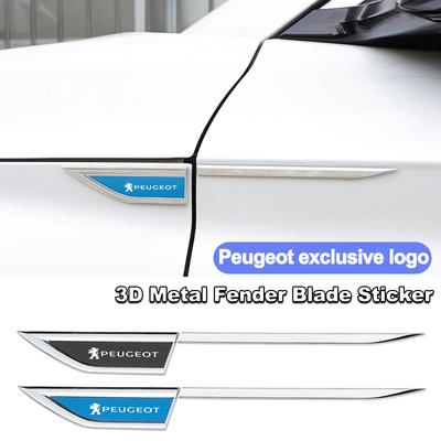 2 ks kovové auto samolepka znak blatník lišta stylingový odznak nálepka pro Peugeot 3008 308 2008 508 607 106 406 407 307 206 301