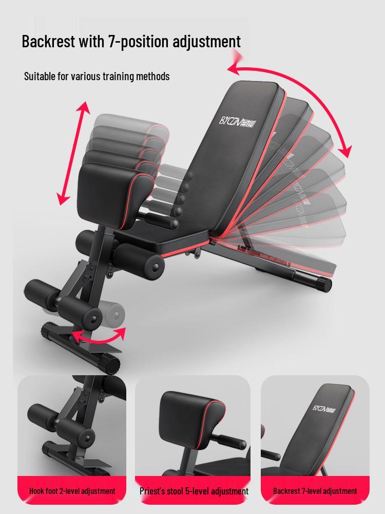 Foldable Multifunctional Dumbbell Bench Press with Fly Bird Feature - Home Fitness Equipment