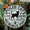 2D Flat, 1pc 7.87 X 7.87inch Pet Cat Warning Metal Aluminum Wall Art Sign | Unique Design, Easy To Hang, Durable, Long-lasting, Suitable for Home