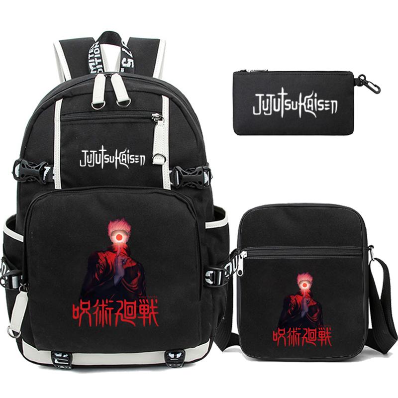 3ks/set Anime Uzumaki Batoh pro dospívajícího chlapce Zpátky do školy Batoh Student Schoolbag Cestovní taška pro volný čas