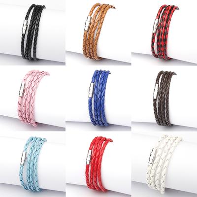 Fashion Beanty Leather Cuff Unisex Braided Wristband Handmade Fashion Women Bracelet Wrap Men