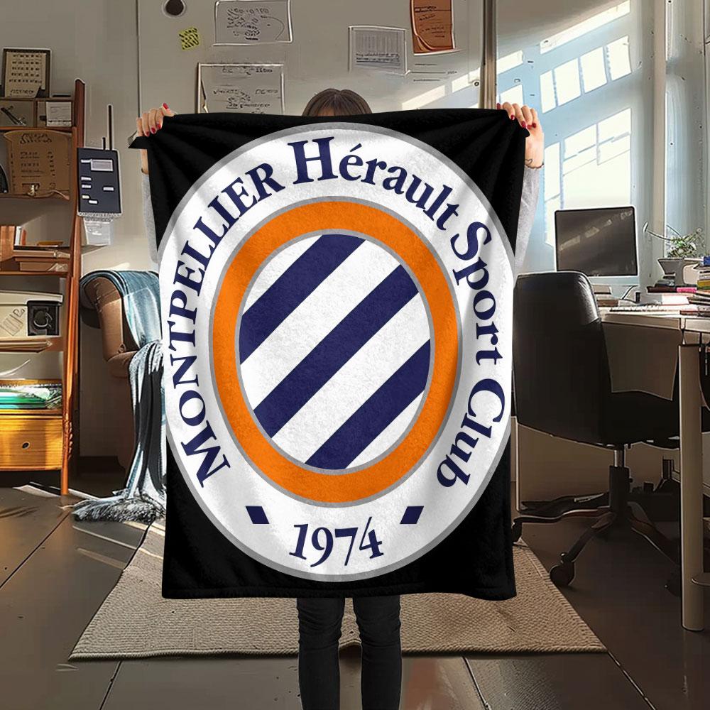 Montpellier HSC Logo FlAannel Blanket, High Quality Comfortable for All Seasons, Home Decor, Warmth and Comfort