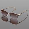 Fashion Rimless Rectangle Sunglasses Women Gradient Y2K Sun Glasses Shades Men UV400