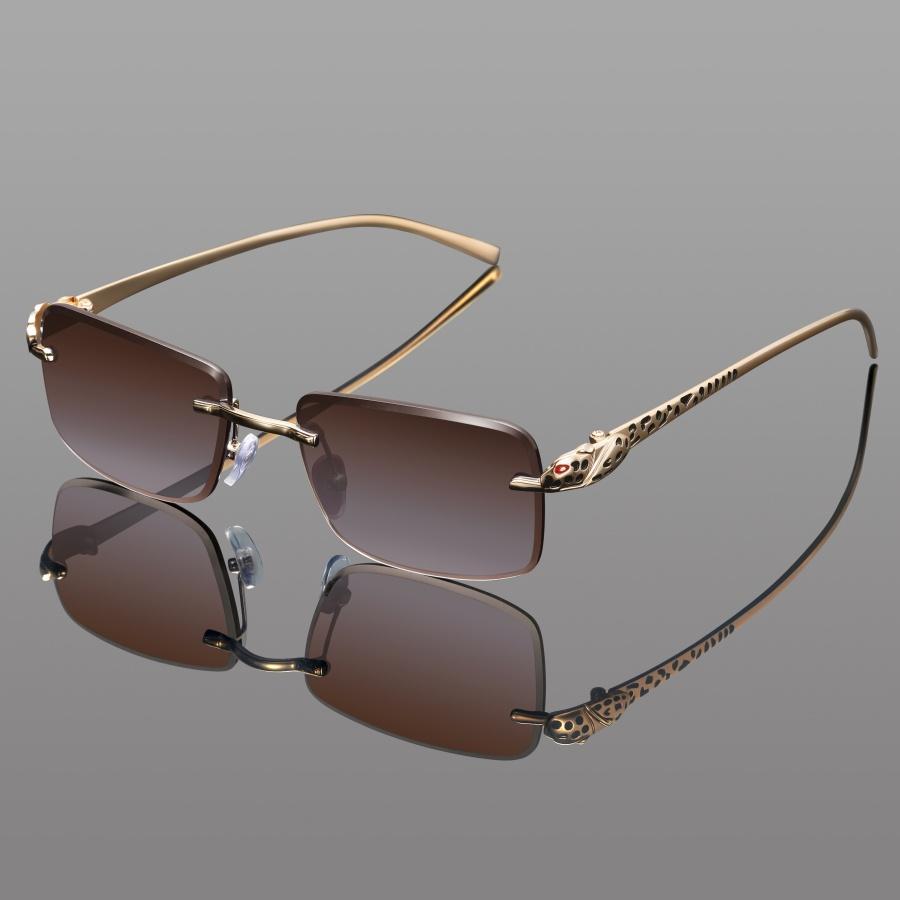 Fashion Rimless Rectangle Sunglasses Women Gradient Y2K Sun Glasses Shades Men UV400