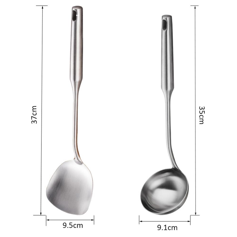 304 Stainless Steel Long Handle Kitchenware Ladle Spoon Cooking Tool Set Wok Shovel Soup Ladle
