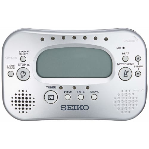 SEIKO Tuner & Metronome with Stopwatch, Silver, STH100S