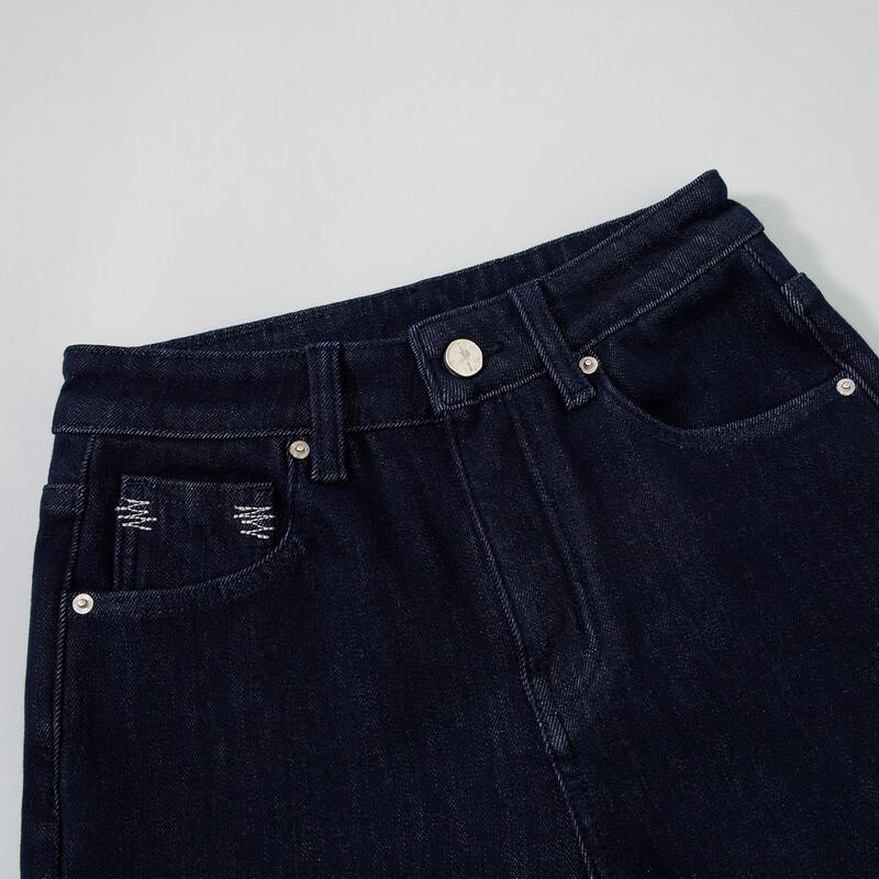 RAIN.CUN Women's Fleece-Lined High-Waist Straight Denim Jeans